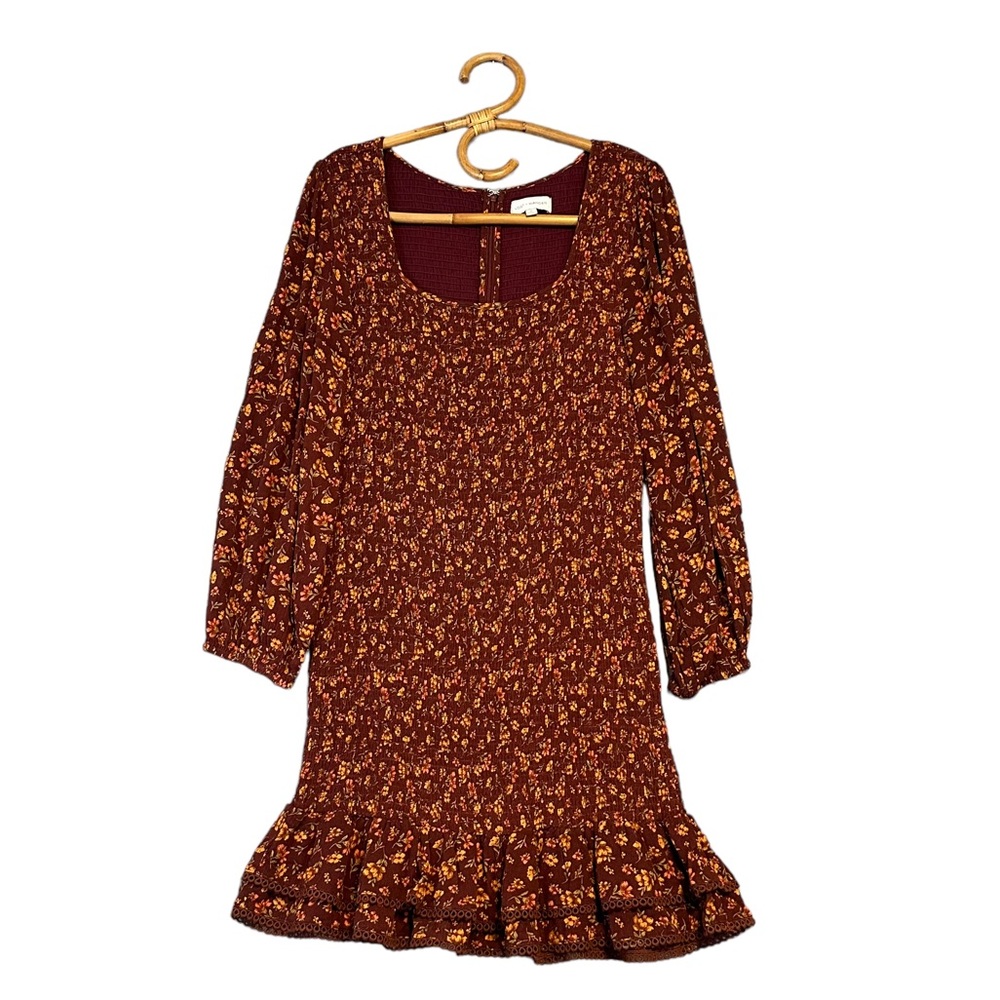 Lost + Wander | Floral Smocked Long Sleeve Mini‎ Dress Size M